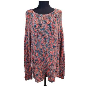 Berretti Made in Italy Multicolor Knit Longline Sweater XL Chunky Cozy Boho